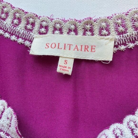 Solitaire Embroidered Top Boho Women’s Small  Handcrafted Fuchsia Pink Tunic - Picture 6 of 10
